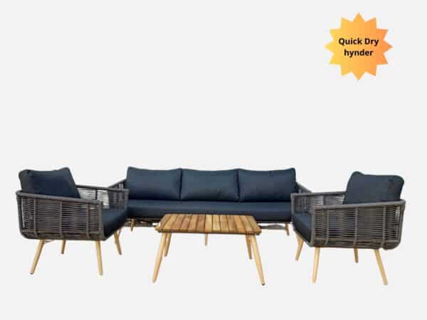 Lounge havemøbler blå med komfortable hynder